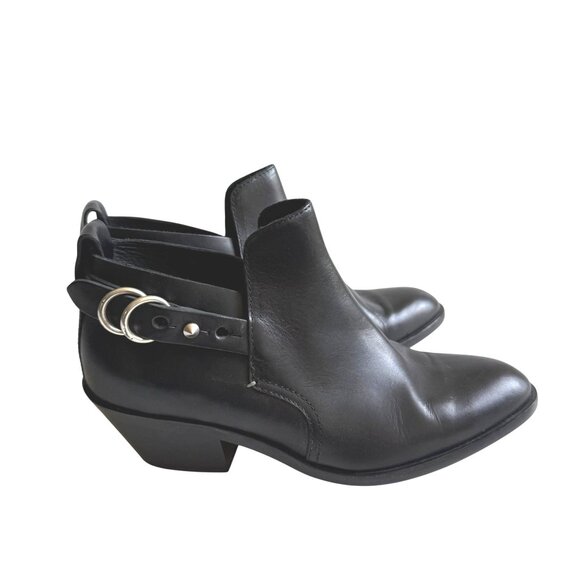 Rag & Bone Black Leather Western Booties Size 38 Classic Modern Urbancowgirl - Picture 2 of 11